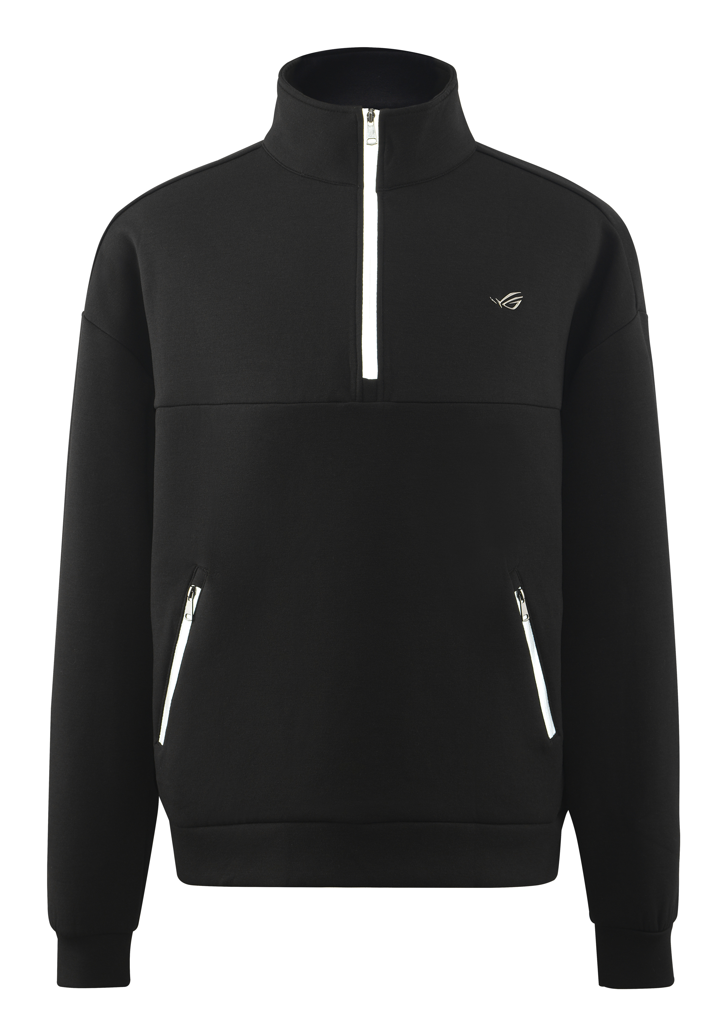 ASUS ROG Trace Sweatshirt, Erwachsener, Männlich, Sweatshirt, Schwarz, Zip-up collar, LangärmligBekleidung - Schwarz