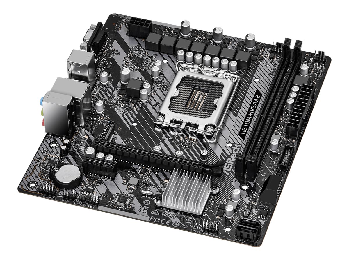 ASRock H610M-HVS/M.2 R2.0 - Motherboard - micro ATX - LGA1700 Sockel - H610 Chipsatz - USB 3.2 Gen 1 - Gigabit LAN - Onboard-Grafik (CPU erforderlich)HD Audio (8-Kanal)