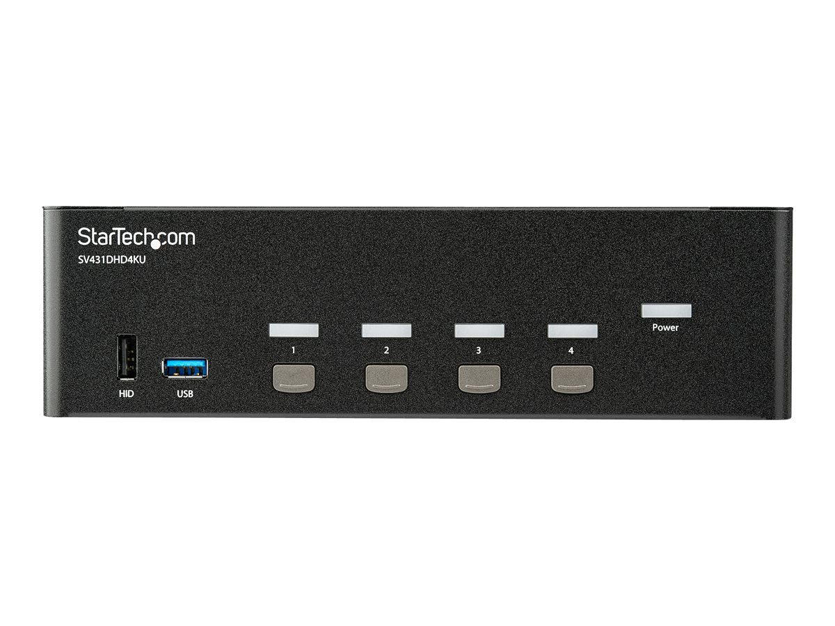 StarTech.com KVM Switch HDMI 4 Port - 4K 30 HzKVM Extender für HDMI - KVM HDMI Umschalter - KVM-/Audio-/USB-Switch - 4 x KVM/Audio/USB - an Rack montierbar