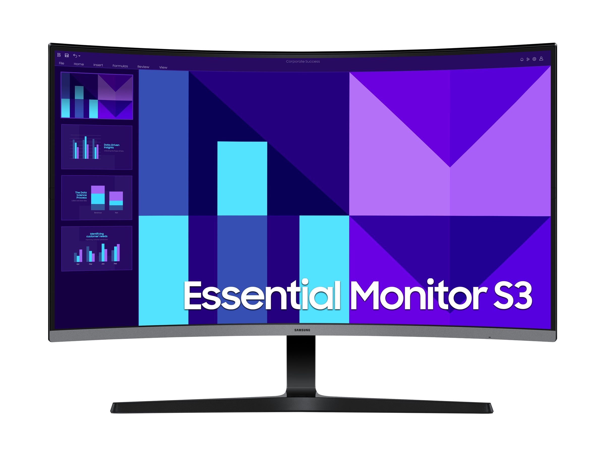 Samsung Essential S3 S32D396GAU - S39GD Series - LED-Monitor - gebogen - 81.3 cm (32")1920 x 1080 Full HD (1080p) @ 100 Hz - VA - 250 cd/m² - 3000:1 - 4 ms - HDMI - VGA - Lautsprecher - Schwarz