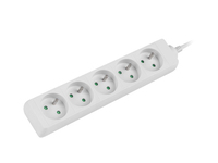 Lanberg Steckdosenleiste - 2500 watt - Eingabe, Eingang power CEE 7/7 - Ausgangsanschlüsse: 5 (5 x Leistung CEE 7/5)1.5 m Schnur - weiß
