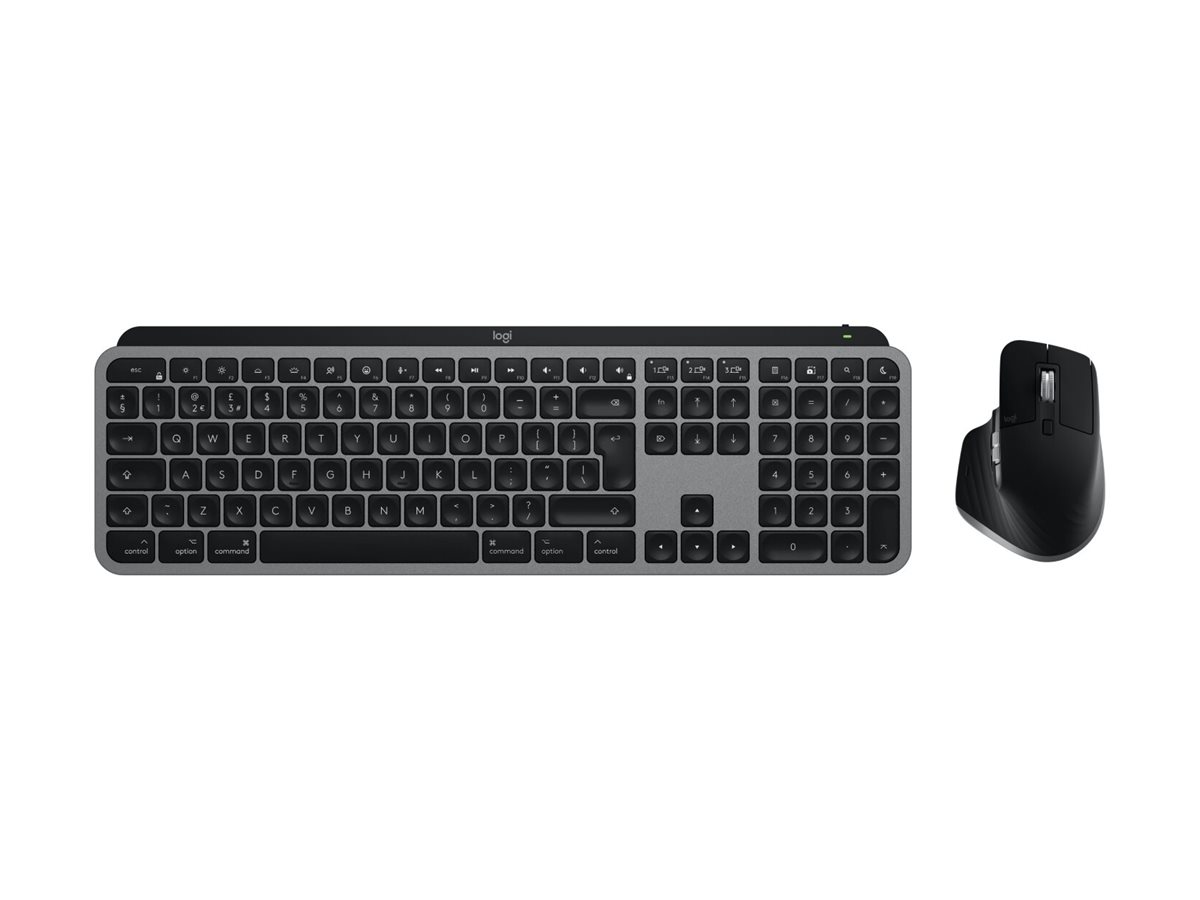 Logitech Master Series MX Keys S Combo for MacTastatur-und-Maus-Set - full size - hinterleuchtet - kabellos - Bluetooth LE - QWERTY - US International - Space-grau