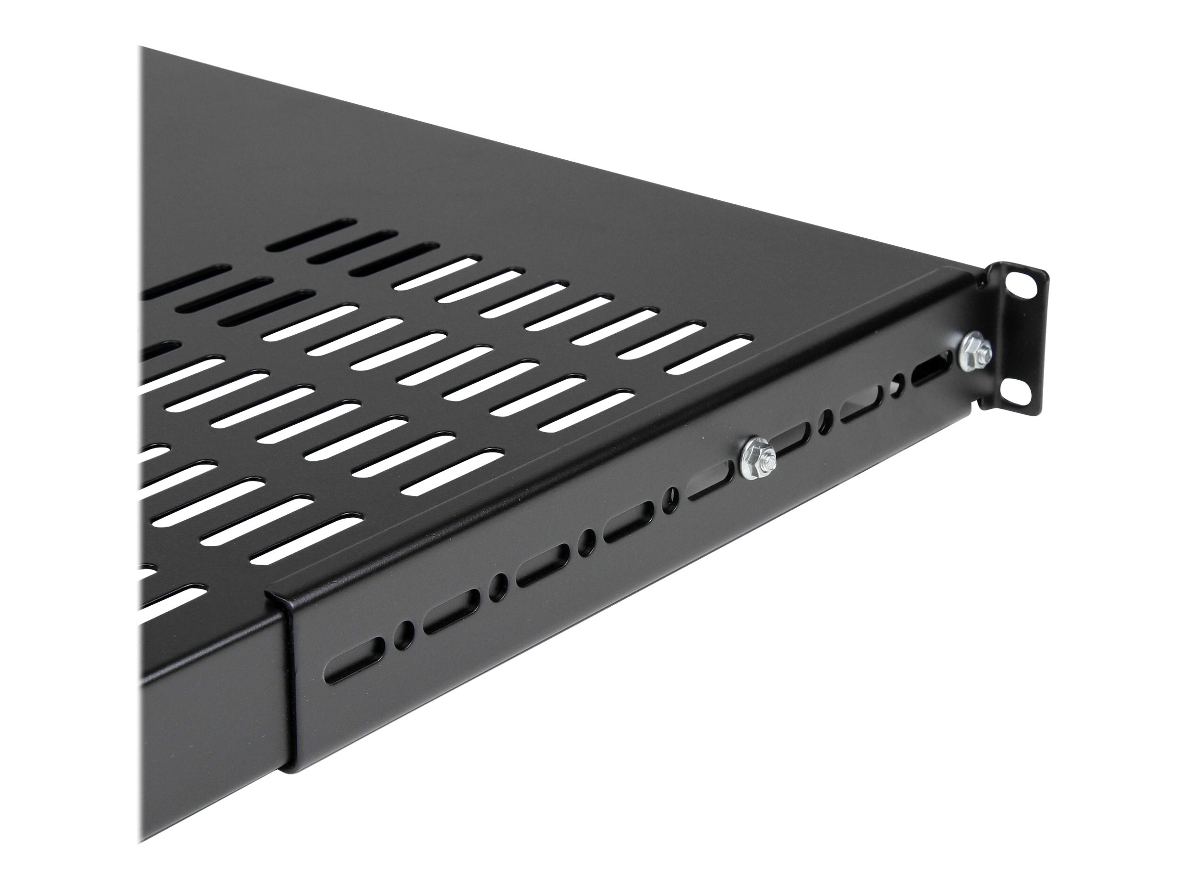 StarTech.com Server Rack Shelf - 1U - Adjustable Mount Depth - Heavy Duty - Rack - Regal - Schwarz - 1U - 48.3 cm (19")für P/N: RK1233BKM - RK2433BKM - RK2537BKM - RK3236BKF - RK4236BKB - RK4242BK24 -