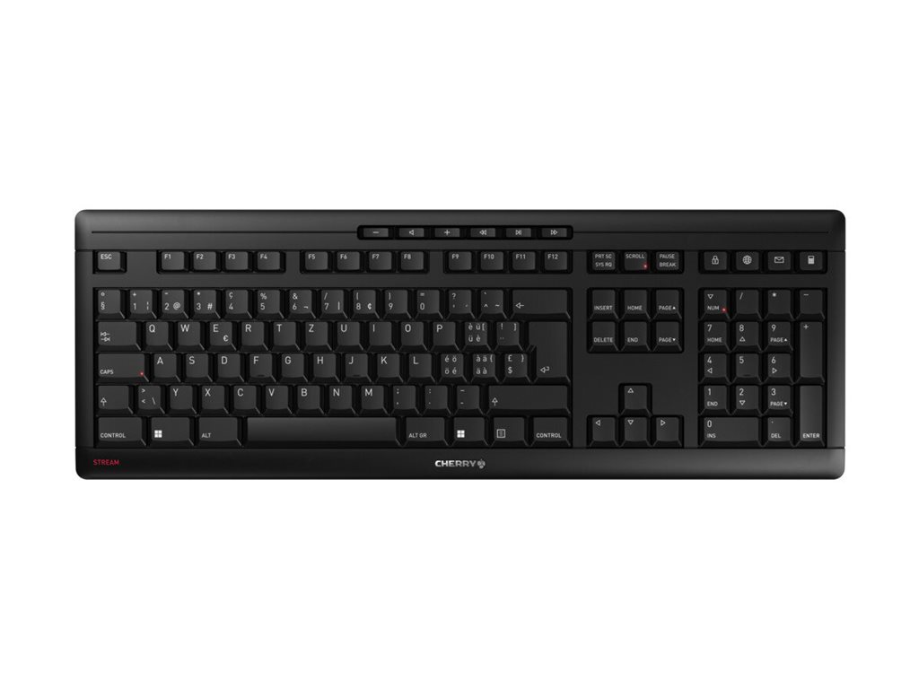 Cherry STREAM KEYBOARD WIRELESS - Tastaturkabellos - 2.4 GHz - Schweiz - Tastenschalter: CHERRY SX - Schwarz