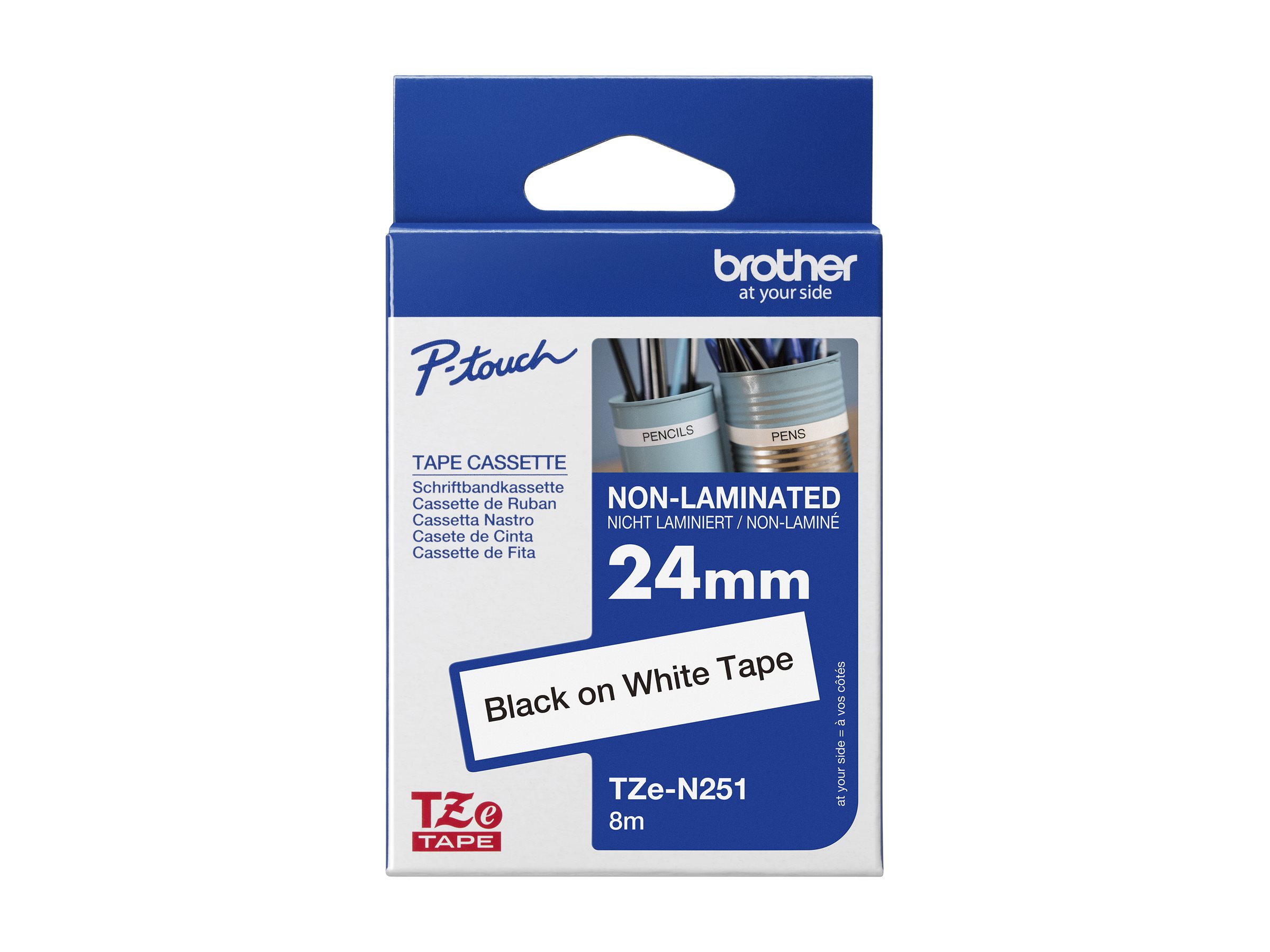 Brother TZe-N251 - Schwarz auf Weiß - Rolle (2,4 cm x 8 m)1 Kassette(n) nicht-laminiertes Schriftband - für Brother PT-D600; P-Touch PT-3600 - D800 - E500 - E550 - P750 - P900; P-Touch Cube Pro PT-P91