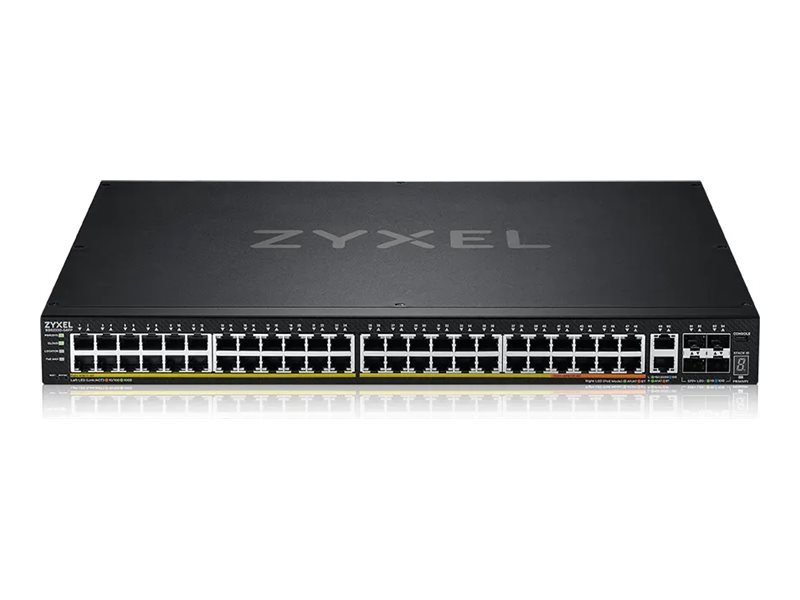 ZyXEL XGS2220 Series XGS2220-54FP - Switch - L3-Zugang, NebulaFLEX Cloud, 960 W - managed - 48 x Gigabit Ethernet + 6 x 10 Gigabit (Uplink)Desktop - an Rack montierbar - PoE++ (960 W)
