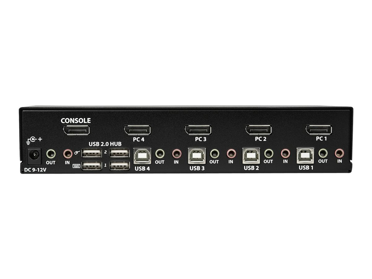 StarTech.com Startech 4 Port DisplayPort KVM Switch - DisplayPort 1.2 KVM4K 60Hz - DisplayPort Switch - DisplayPort Umschaltbox - USB KVM Switch - KVM-/Audio-Switch - 4 x KVM/Audio - 1 lokaler Benutze