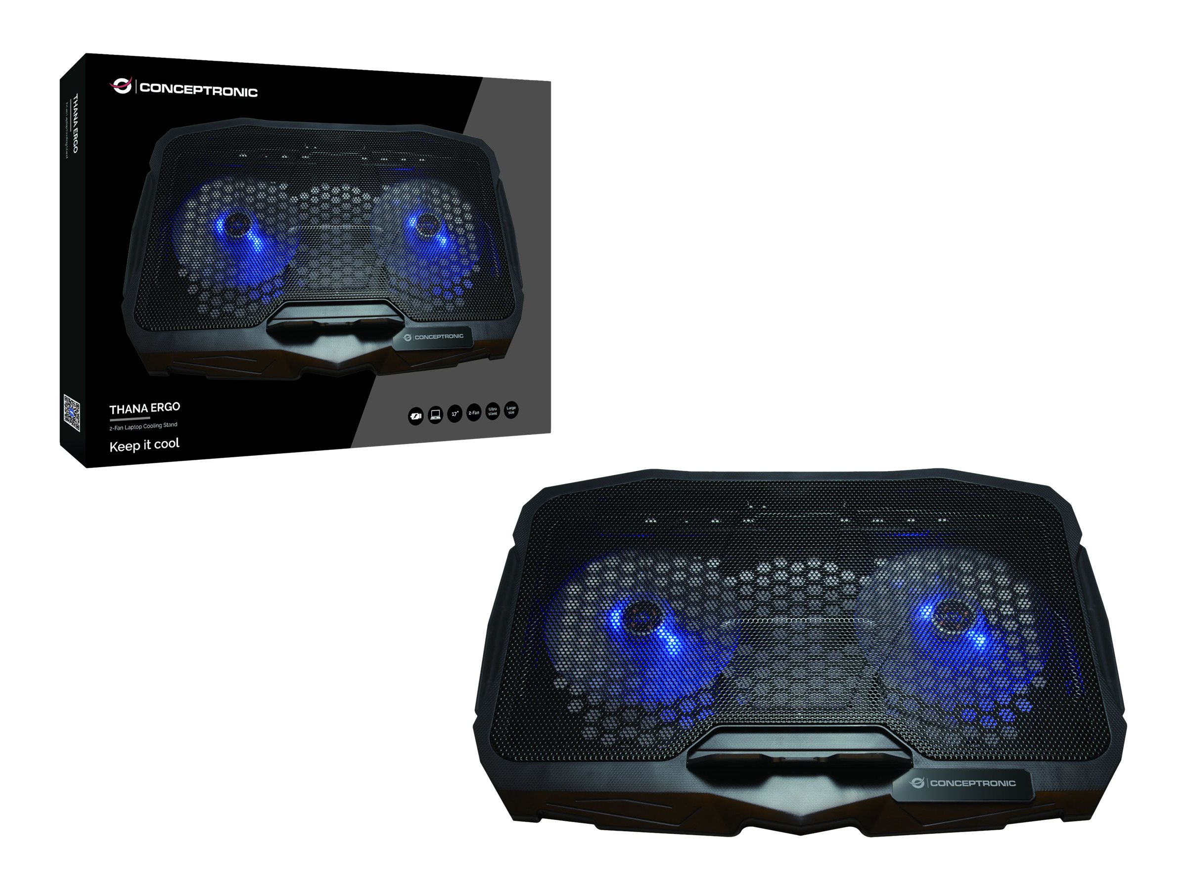 Conceptronic Thana - Notebook-Kühlpad - mit 2 Ventilatoren - 43.2 cm (17")Notebook-Kühler