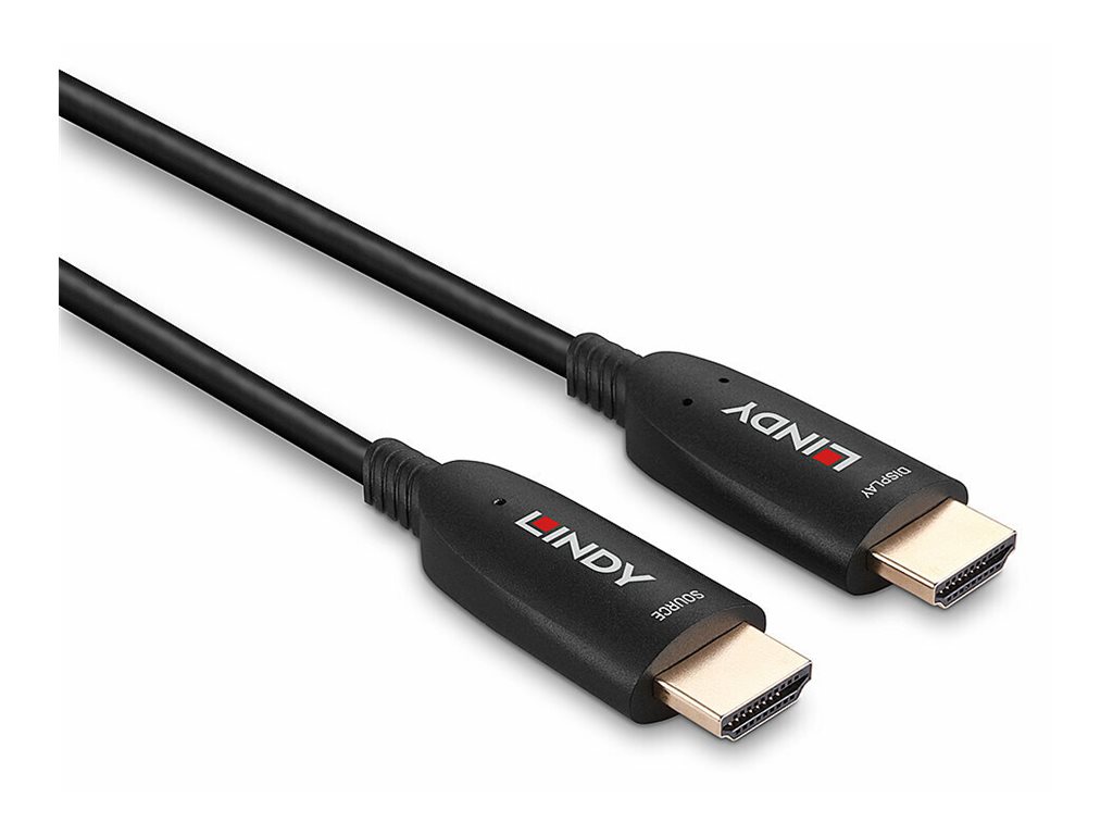 Lindy HDMI-Kabel - HDMI männlich zu HDMI männlich - 30 m - Glasfaser - Schwarz - unterstützt 8K 60 Hz (7680 x 4320)unterstützt 4K 120 Hz (3840 x 2160) - Hybrid