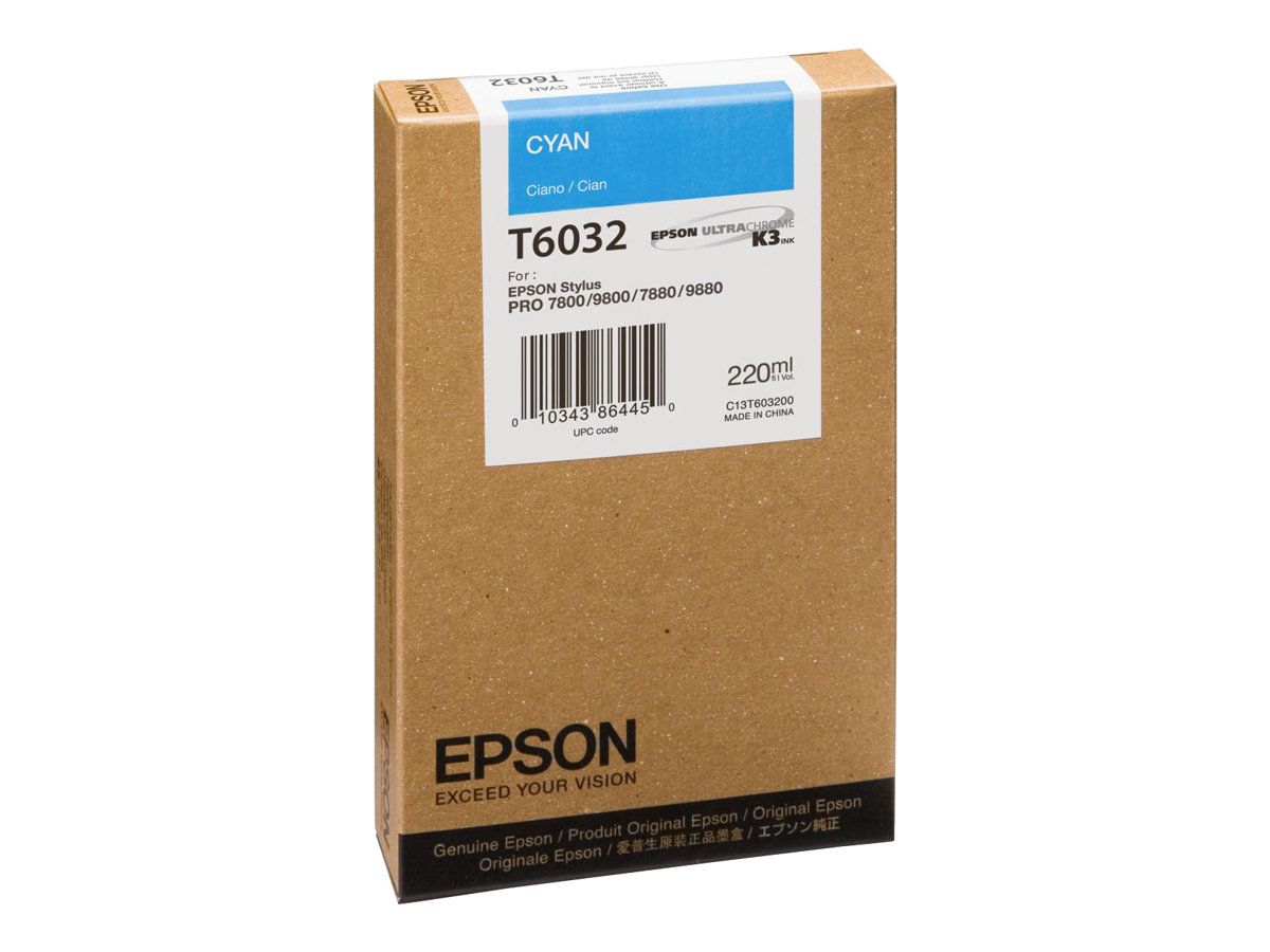 Epson T6032 - 220 ml - Cyan - original - Tintenpatronefür Stylus Pro 7800 - Pro 7880 - Pro 9800 - Pro 9880