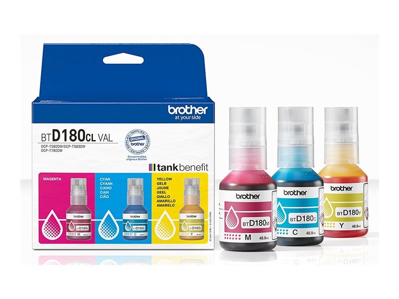 Brother BTD180CL Multipack - 3er-Pack - GelbCyan - Magenta - original - hängende Box - Nachfülltinte - für Brother DCP-T580DW - DCP-T780DW