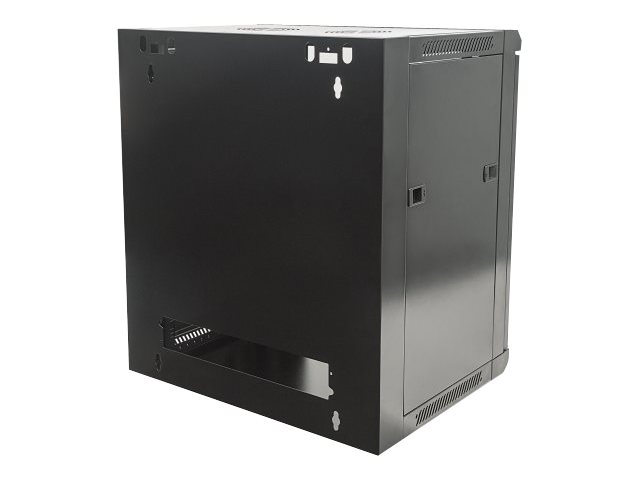 Intellinet Network Cabinet, Wall Mount (Standard), 9U, Usable Depth 410mm/Width 510mm, Black, Flatpack, Max 60kg, Metal & Glass Door, Back Panel, Removeable Sides, Suitable also for use on desk or flo