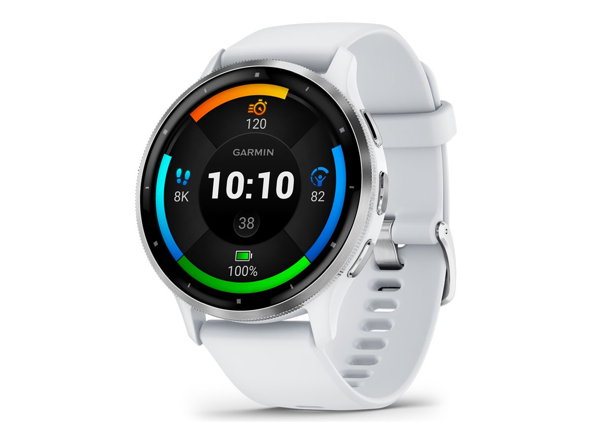 Garmin Venu 3 - 45 mm - verstärktes Polymer Whitestone - intelligente Uhr mit Band - Silikon - Handgelenkgröße: 135-200 mm - Anzeige 3.54 cm (1.4")8 GB - Bluetooth - ANT+ - Wi-Fi - 30 g