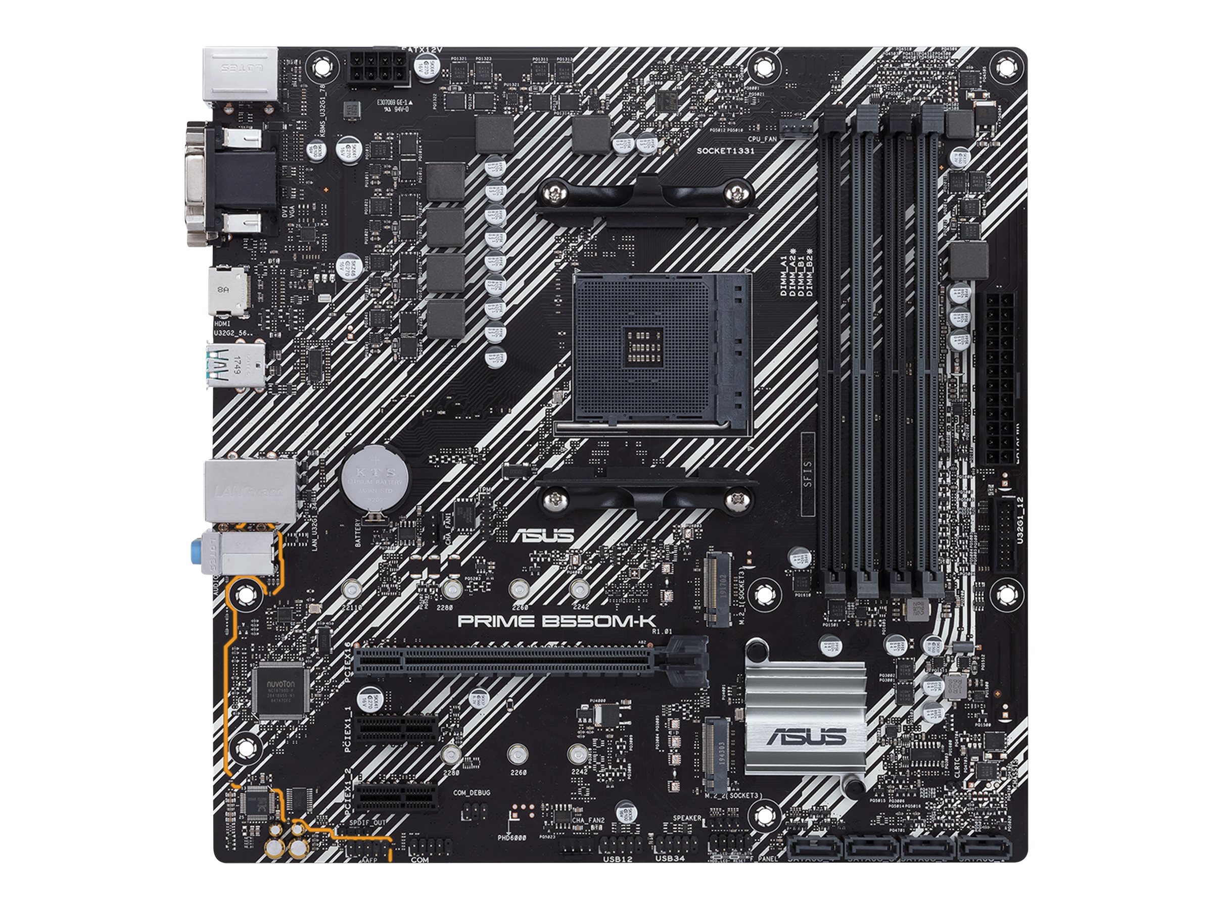 ASUS PRIME B550M-K - Motherboard - micro ATX - Socket AM4 - AMD B550 Chipsatz - USB 3.2 Gen 1, USB 3.2 Gen 2 - Gigabit LAN - Onboard-Grafik (CPU erforderlich)HD Audio (8-Kanal)