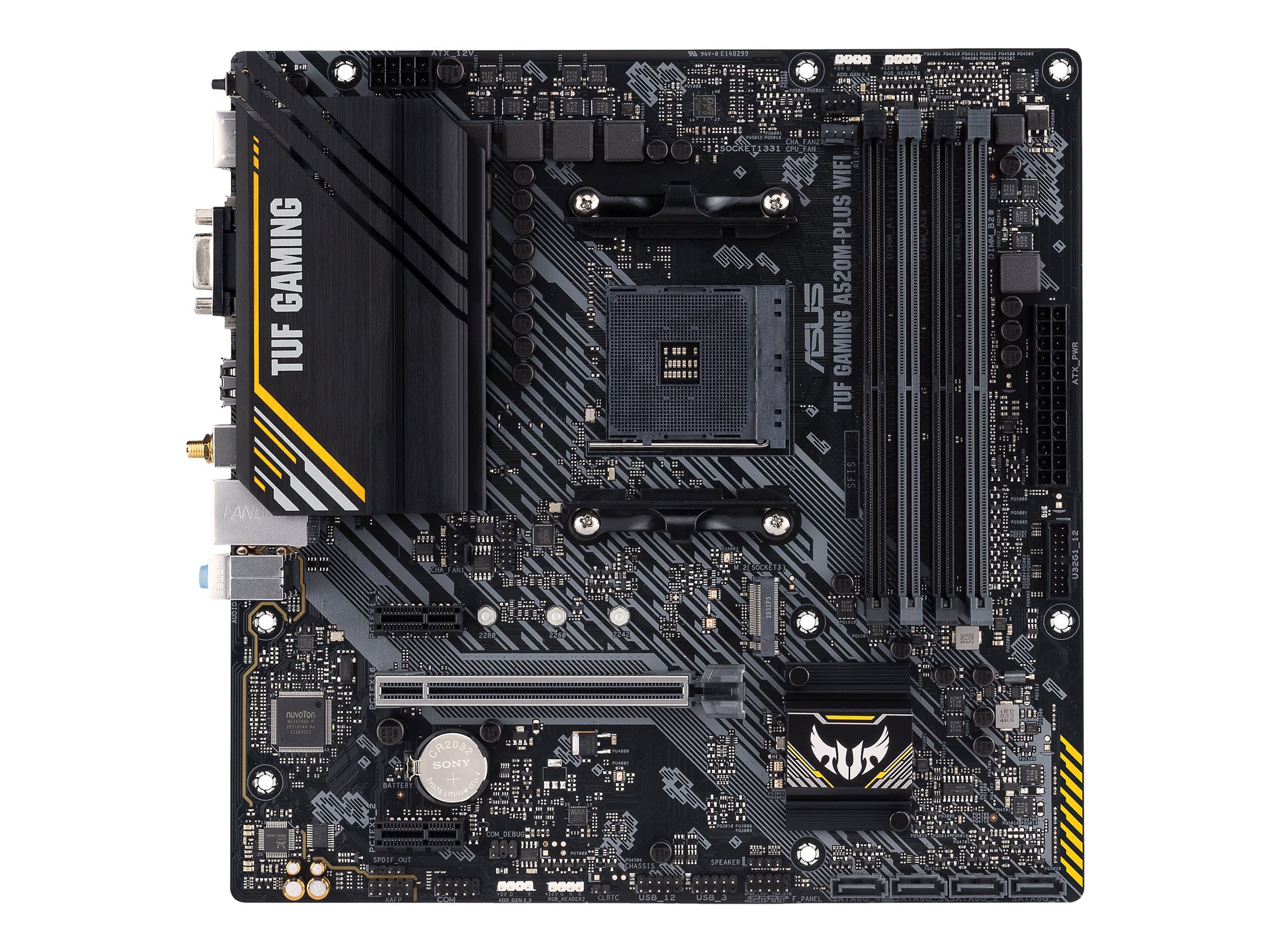 ASUS TUF GAMING A520M-PLUS WIFI - Motherboard - micro ATX - Socket AM4 - AMD A520 Chipsatz - USB 3.2 Gen 1 - Gigabit LAN, Wi-Fi, Bluetooth - Onboard-Grafik (CPU erforderlich)HD Audio (8-Kanal)