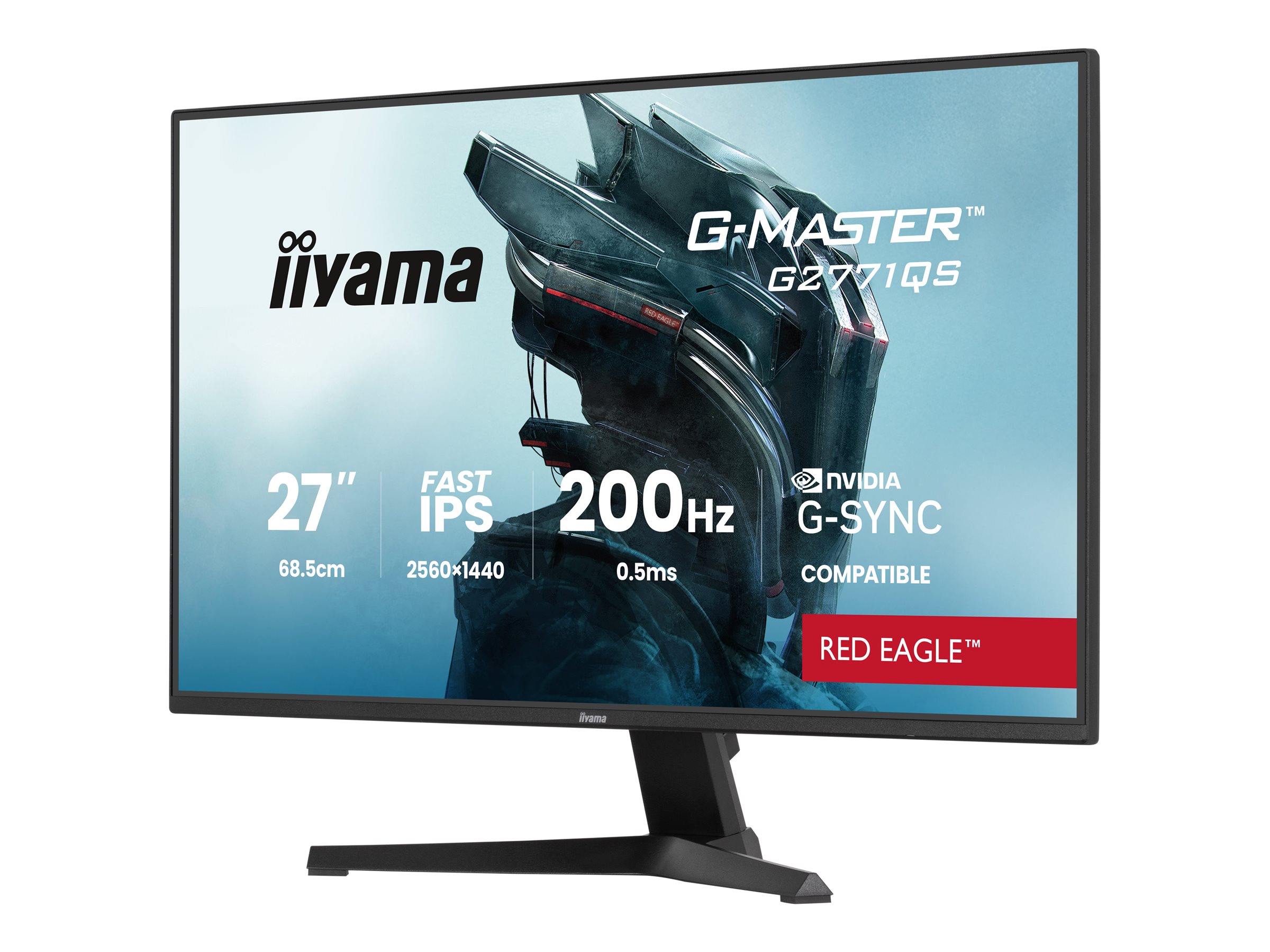 Iiyama G-MASTER Red Eagle G2771QS-B1 - LED-Monitor - Gaming - 69 cm (27")2560 x 1440 WQHD @ 200 Hz - Fast IPS - 350 cd/m² - 1200:1 - 0.2 ms - HDMI - DisplayPort - Lautsprecher - Schwarz - Matte