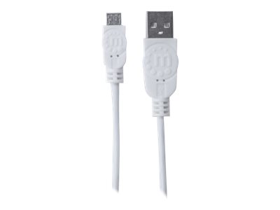 IC Intracom Manhattan USB-A to Micro-USB Cable, 1m, Male to Male, White, 480 Mbps (USB 2.0)Hi-Speed USB -  - Polybag - USB-Kabel - USB (M) zu Micro-USB Typ B (M) - USB 2.0 - 1 m - geformt - weiß