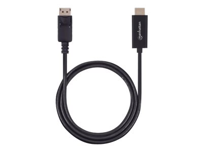IC Intracom Manhattan DisplayPort 1.2 to HDMI Cable, 4K@60Hz1.8m - Male to Male - DP With Latch - Black - Not Bi-Directional -  - Polybag - Adapterkabel - DisplayPort männlich eingerastet zu HDMI männ