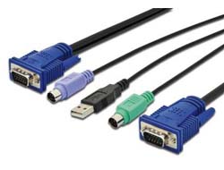 DIGITUS KVM-Kabel USB für KVM-Konsolen(M) zu USB - HD-15 (VGA) (M) - USB 2.0 - 1.8 m - Schwarz