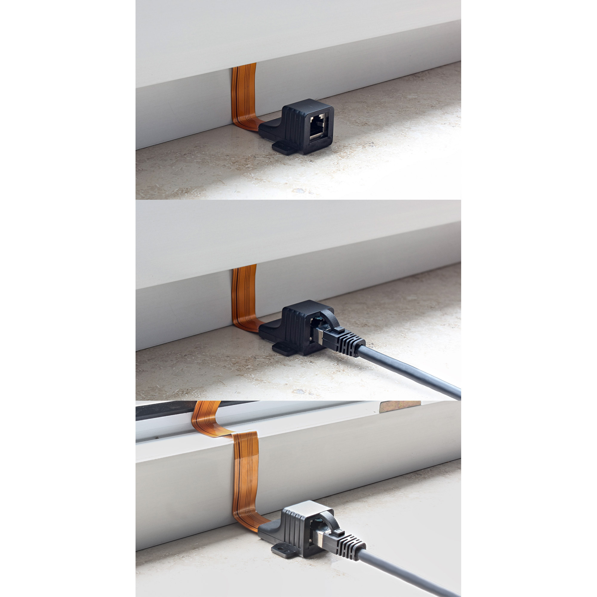 InLine Patchkabel Fensterdurchführung - 2x RJ45 Buchse - ungeschirmt - 0,3mzu RJ-45 (W) - 0.3 m - ungeschirmt