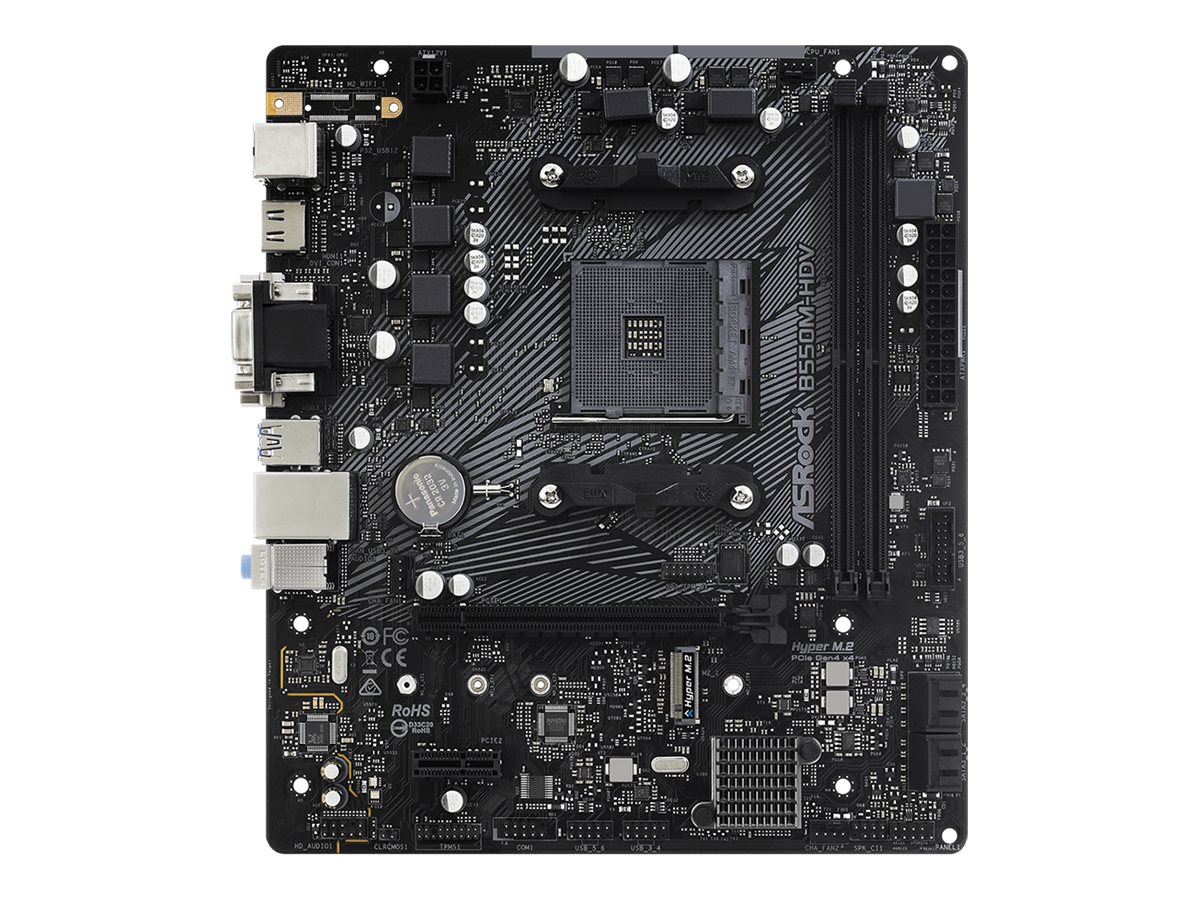 ASRock B550M-HDV - Motherboard - micro ATX - Socket AM4 - AMD B550 Chipsatz - USB 3.2 Gen 1 - Gigabit LAN - Onboard-Grafik (CPU erforderlich)