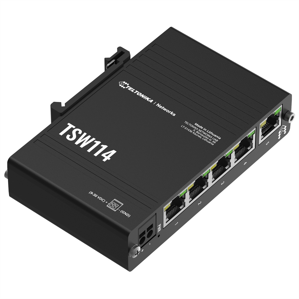 Teltonika TSW114 - Switch - unmanaged - 5 x 10/100/1000an DIN-Schiene montierbar - wandmontierbar - Passives PoE