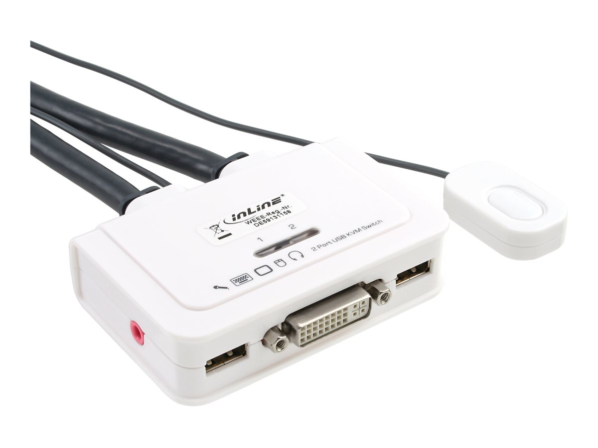 InLine KVM Switch - 2-fach - DVI-D - USB - mit Audio - integr. Kabel1 lokaler Benutzer - Desktop
