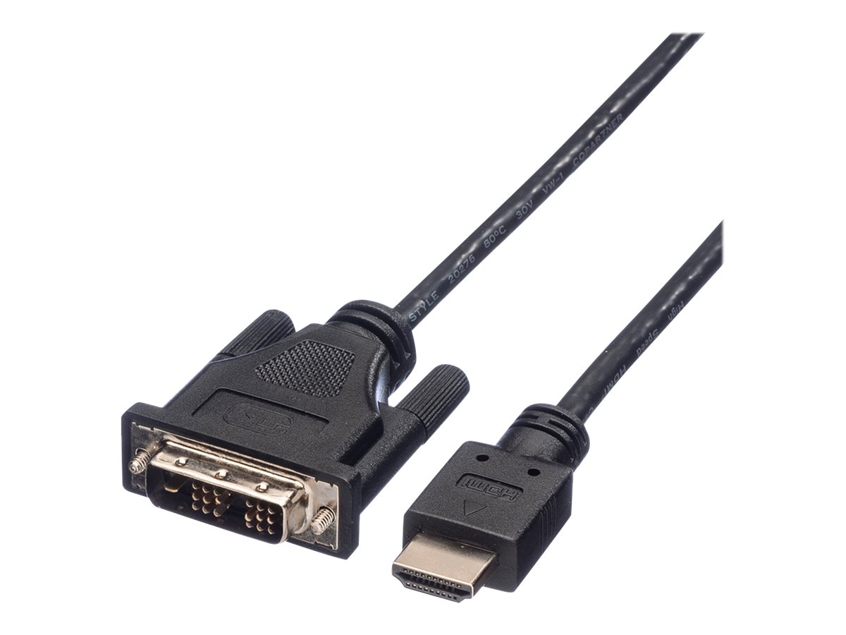 ROLINE Adapterkabel - HDMI männlich zu DVI-Dmännlich - 10 m - abgeschirmt - Schwarz