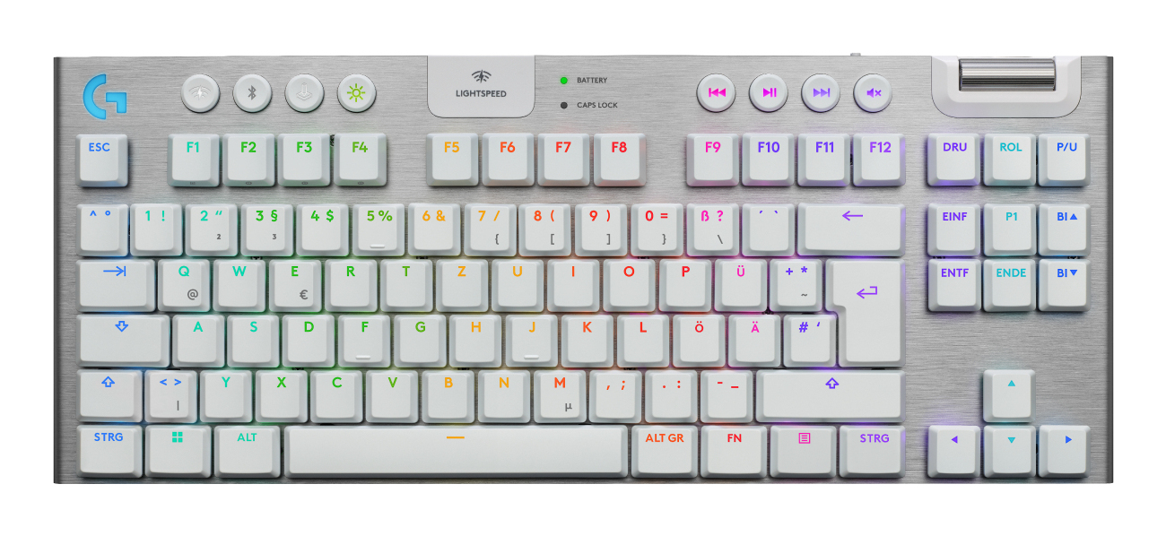 Logitech G G915 X - Tastatur - LIGHTSPEED - TKLhintergrundbeleuchtet - kabellos - Bluetooth 5.0 - 2.4 GHz - USB - QWERTZ - Deutsch - Tastenschalter: GL Tactile - weiß