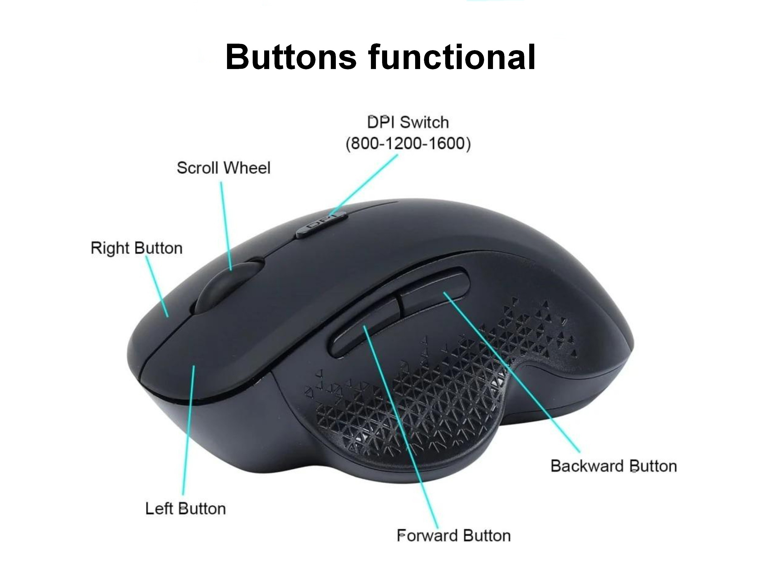 Equip Kabellose Maus mit 6 Tasten und zwei Modi, wiederaufladbar, rechts, Optisch, RF Wireless + Bluetooth, 1600 DPI, SchwarzKabellose Maus mit 6 Tasten und zwei Modi - wiederaufladbar