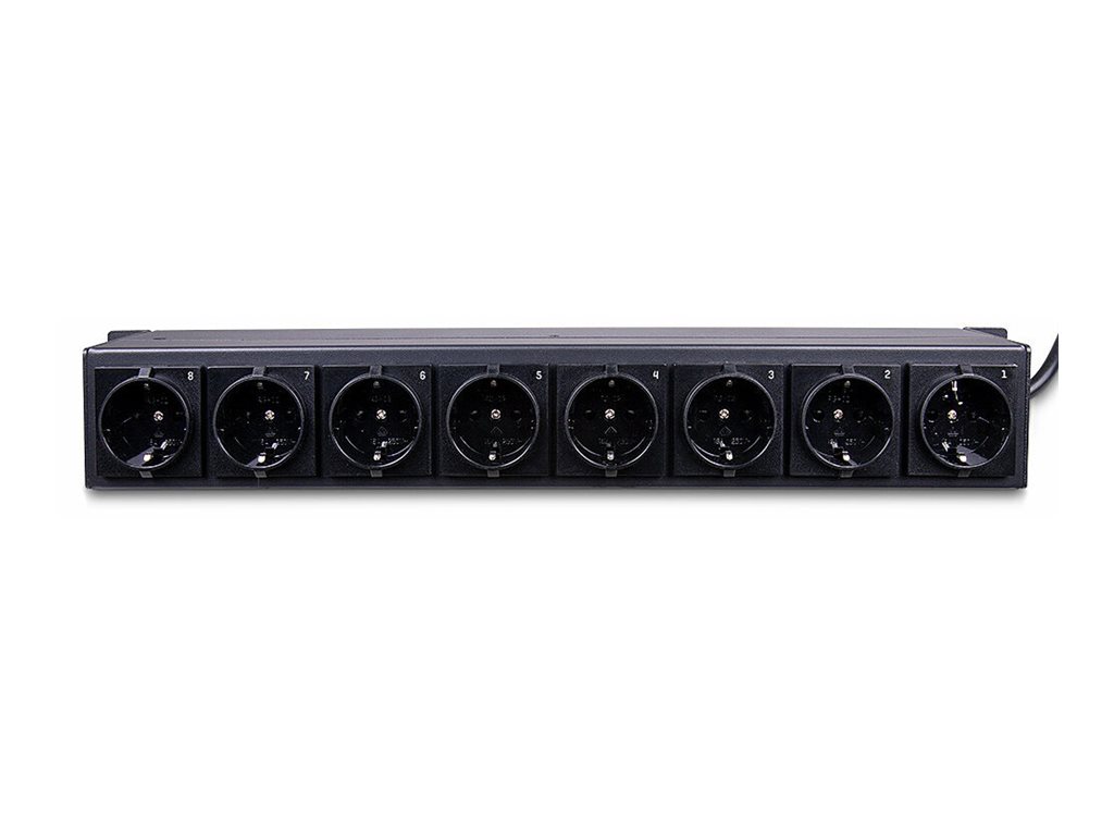 Lindy Steckdosenleiste (Rack - einbaufähig) - Schuko-Steckdosen, horizontal, mit Schalter - Wechselstrom 250 V - 3500 Watt - Eingabe, Eingang CEE 7/4 - Ausgangsanschlüsse: 8 (power CEE 7/3)1.5U - 48.3