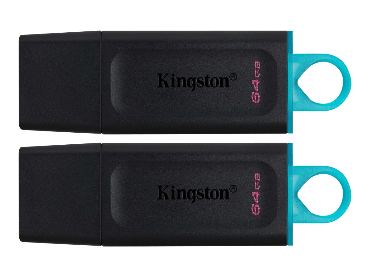 Kingston DataTraveler Exodia - USB-Flash-Laufwerk - 64 GB - USB 3.2 Gen 1 (Packung mit 2)DataTraveler® Exodia Schwarz + Türkis - 2 Stück – USB 3.2 USB-Stick