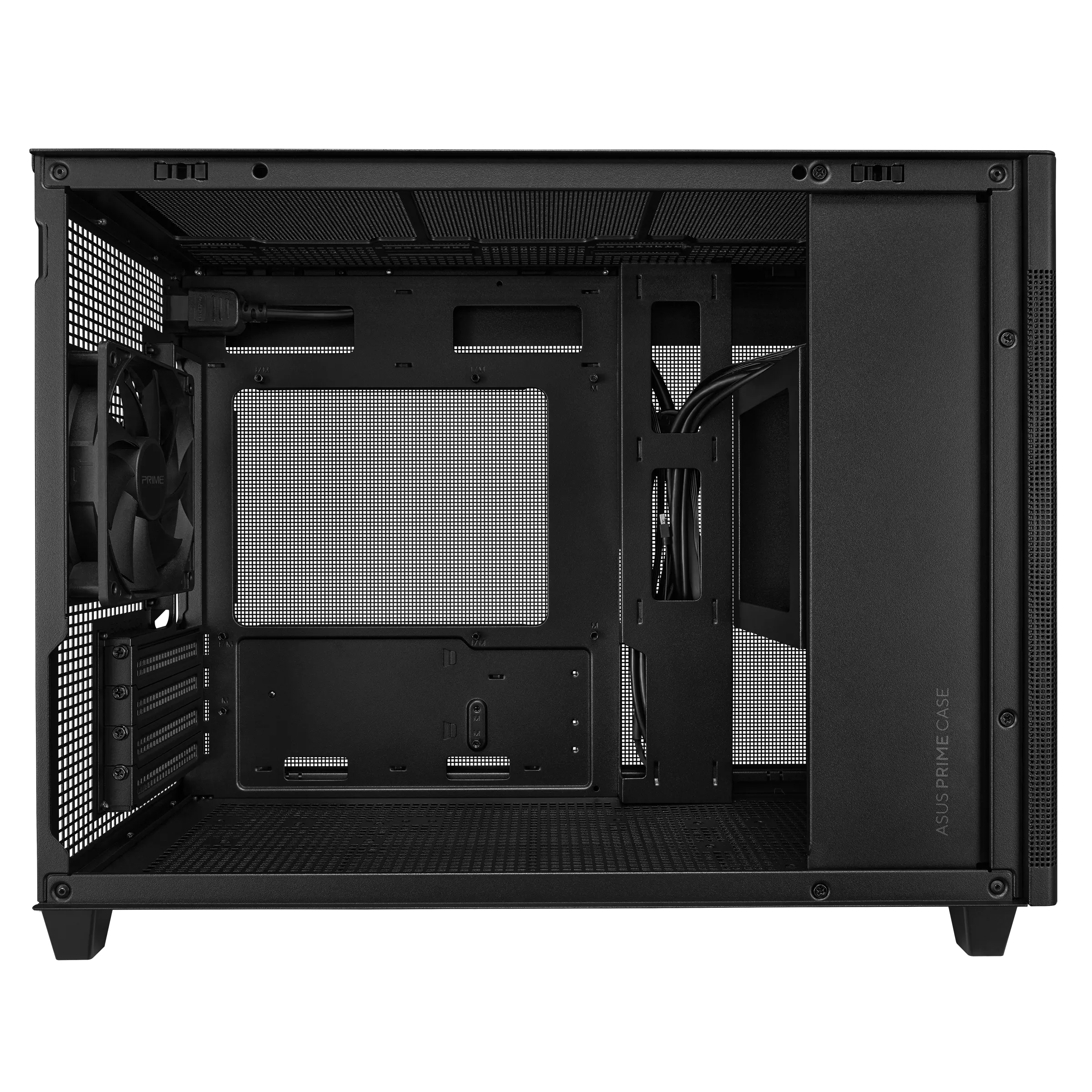 ASUS Prime AP201 - Kleiner Turm - micro ATX - Seitenteil mit Fenster (gehärtetes Glas)keine Spannungsversorgung - Schwarz - USB/Audio