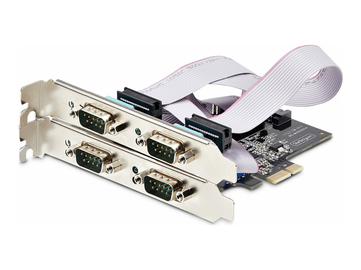 StarTech.com Startech 4-Port Serielle PCIe Karte, RS232/RS422/RS485Serielle Karte - Serieller Adapter - PCI Express x1 Low-Profile - RS-232 x 4 - Schwarz - TAA-konform