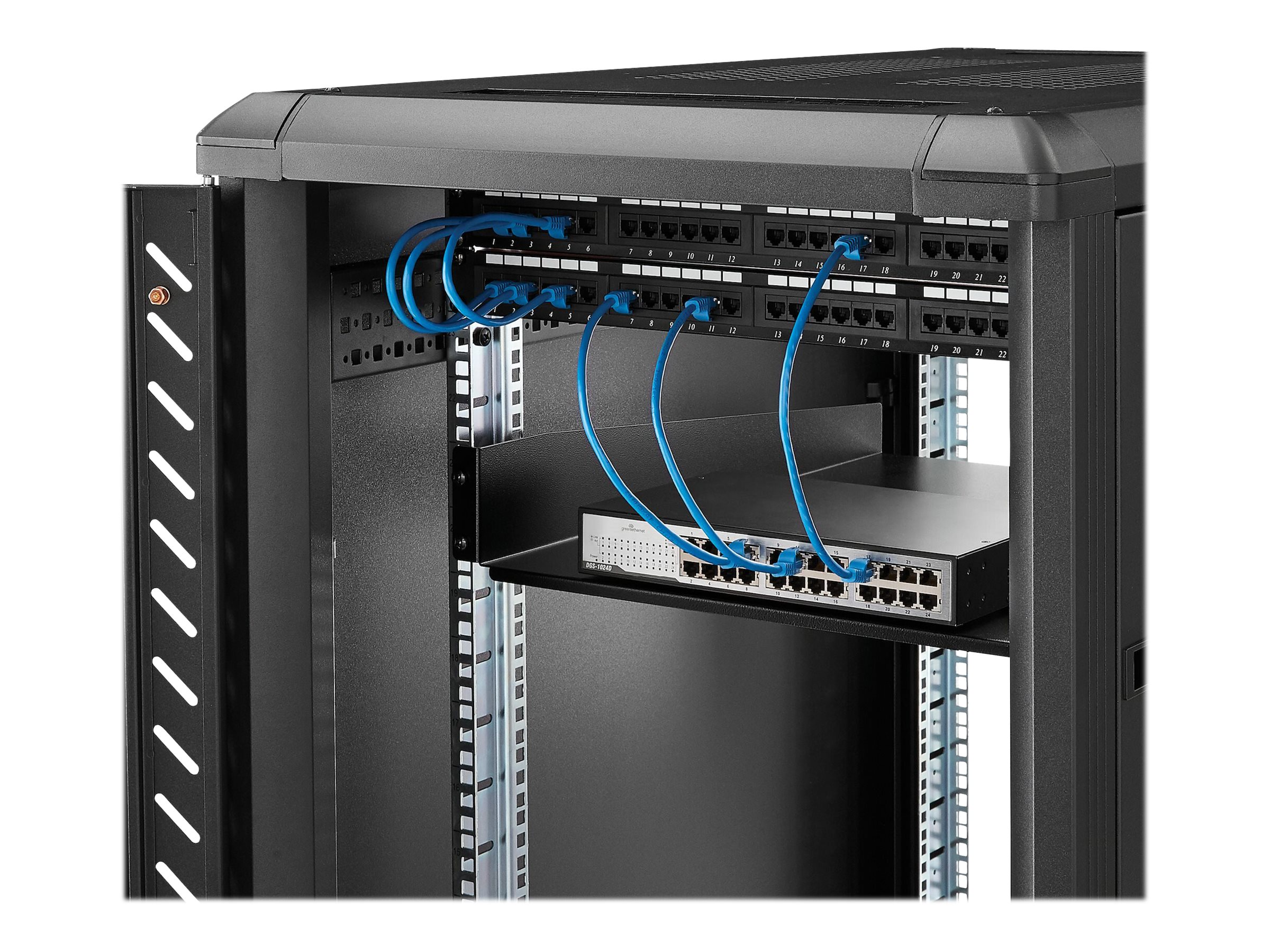 StarTech.com 2 HE 19 Fest montierbarer Fachboden für Server Rack/ Schrank bis 22 Kg - Fachboden für Serverschrank 2HE 19 Zoll 55 cm Tief - Rack - Regal - Schwarz - 2U - 55.9 cm (22")für P/N: RK12OD2 -