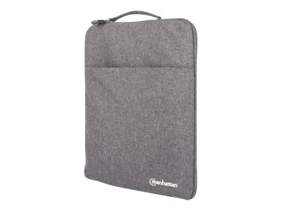 IC Intracom Manhattan Seattle Laptop Sleeve 15.6", Grey, Padded, Extra Soft Internal Cushioning, Main Compartment with double zips, Zippered Front Pocket, Carry Loop, Water Resistant and Durable, Note