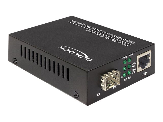Delock Media Converter 1000Base-T to SFP - Medienkonverter - 1GbE - 10Base-T, 1000Base-LX, 1000Base-SX, 100Base-TX, 1000Base-T - RJ-45 / SFP (mini-GBIC)SFP 1 Gb/s to RJ-45 10/100/1000 Base-T - 6 LEDs