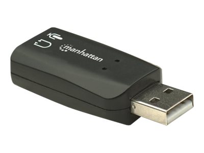 Manhattan USB-A Sound Adapter, USB-A to 3.5mm Mic-in and Audio-Out ports, 480 Mbps (USB 2.0)supports 3D and virtual 5.1 surround sound - Hi-Speed USB - Black -  - Blister - Soundkarte - Stereo - USB 2