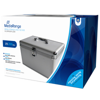 MEDIARANGE BOX75, Gehäusebox, 200 Disks, Silber, Fleece, Kunststoff, Holz, 120 mm, Aluminium