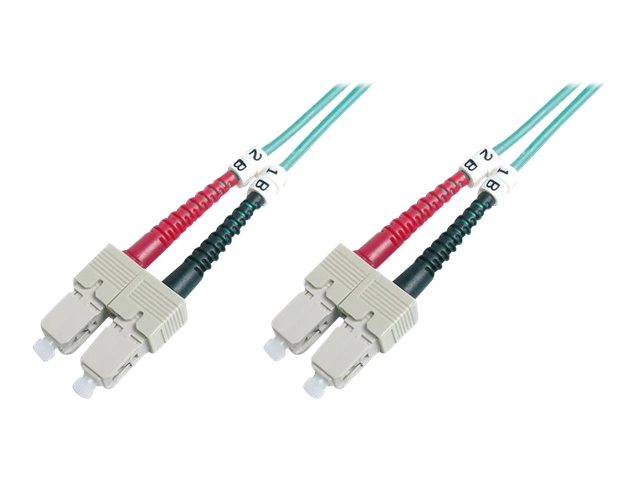 DIGITUS LWL Multimode OM 3 Patchkabel, SC / SCzu SC multi-mode (M) - 2 m - Glasfaser - Duplex - 50/125 Mikrometer - OM3 - halogenfrei - Aquamarin