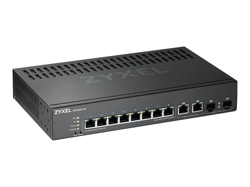 ZyXEL GS2220-10 - Switch - managed - 8 x 10/100/1000+ 2 x Kombi-Gigabit-SFP - an Rack montierbar - wandmontierbar