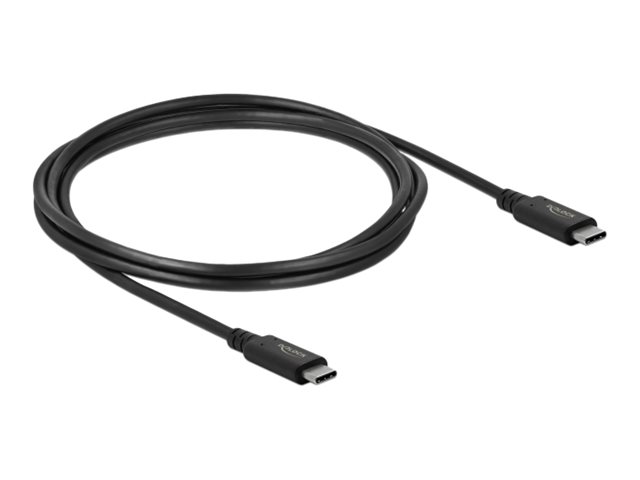 Delock USB-Kabel - 24 pin USB-C (M) zu 24 pin USB-C (M)USB4 / Thunderbolt 3 / DisplayPort - 20 V - 5 A - 2 m - unterstützt 4K 60 Hz (3840 x 2160) - unterstützt Power Delivery 3.0 - Schwarz