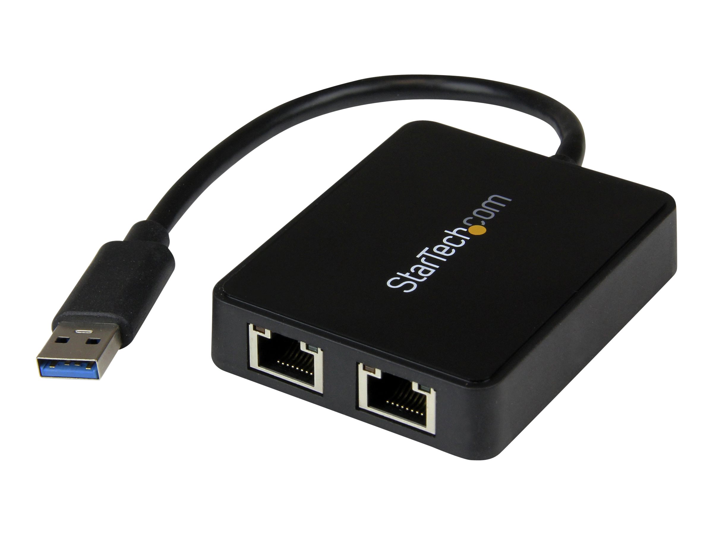 StarTech.com Startech USB 3.0 SuperSpeed auf Dual Port GigabitEthernet LAN Adapter - 10/100/1000 NIC Netzwerkadapter mit USB-Port - Schwarz - Netzwerkadapter - USB 3.0 - 1GbE - 1000Base-T - 2 Anschlüs