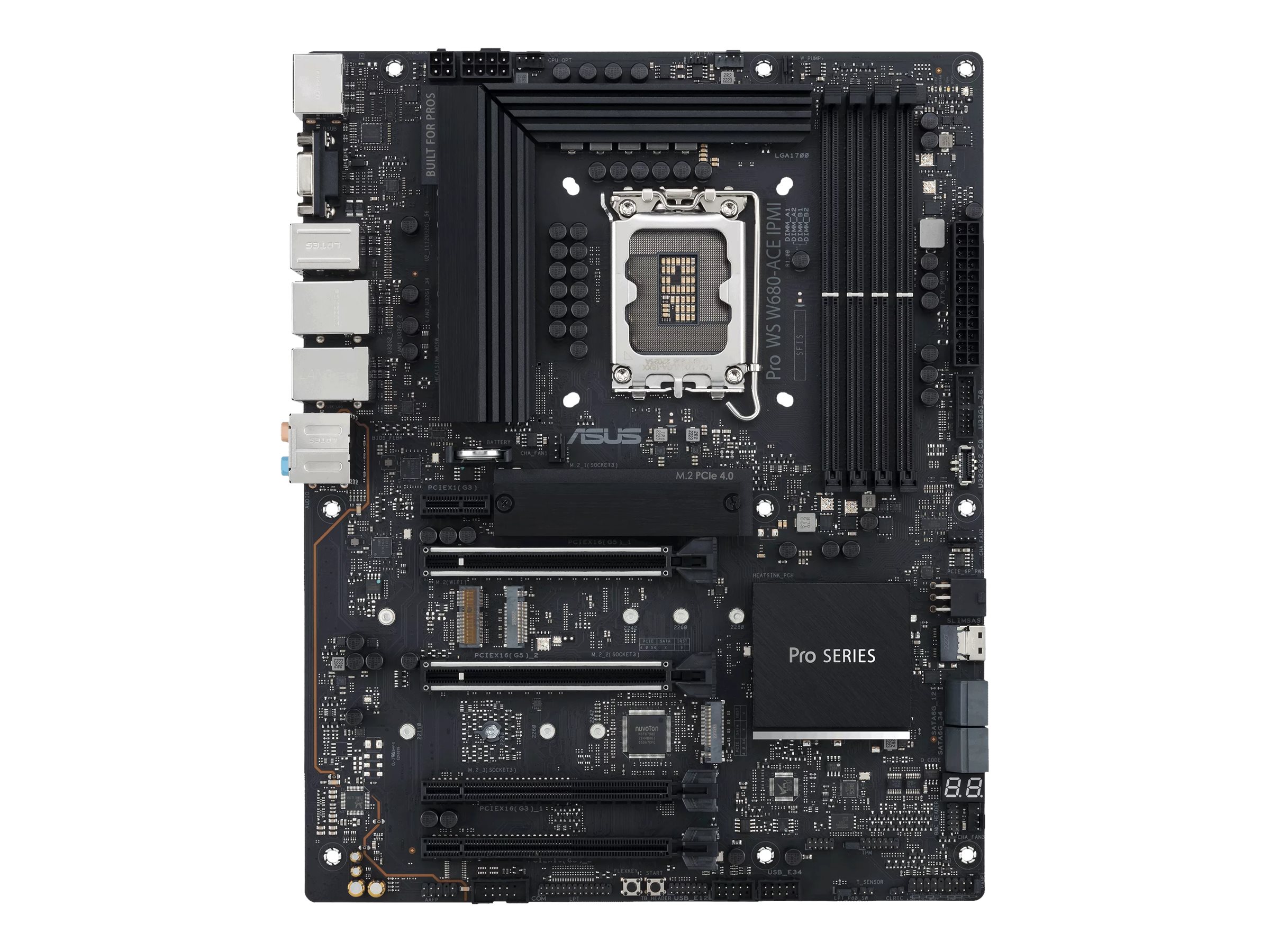 ASUS Pro WS W680-ACE IPMI - Motherboard - ATX - LGA1700 Sockel - W680 Chipsatz - USB-C 3.2 Gen2, USB 3.2 Gen 1, USB-C 3.2 Gen 2x2, USB 3.2 Gen 2 - 2 x 2.5 Gigabit LAN - Onboard-Grafik (CPU erforderlic