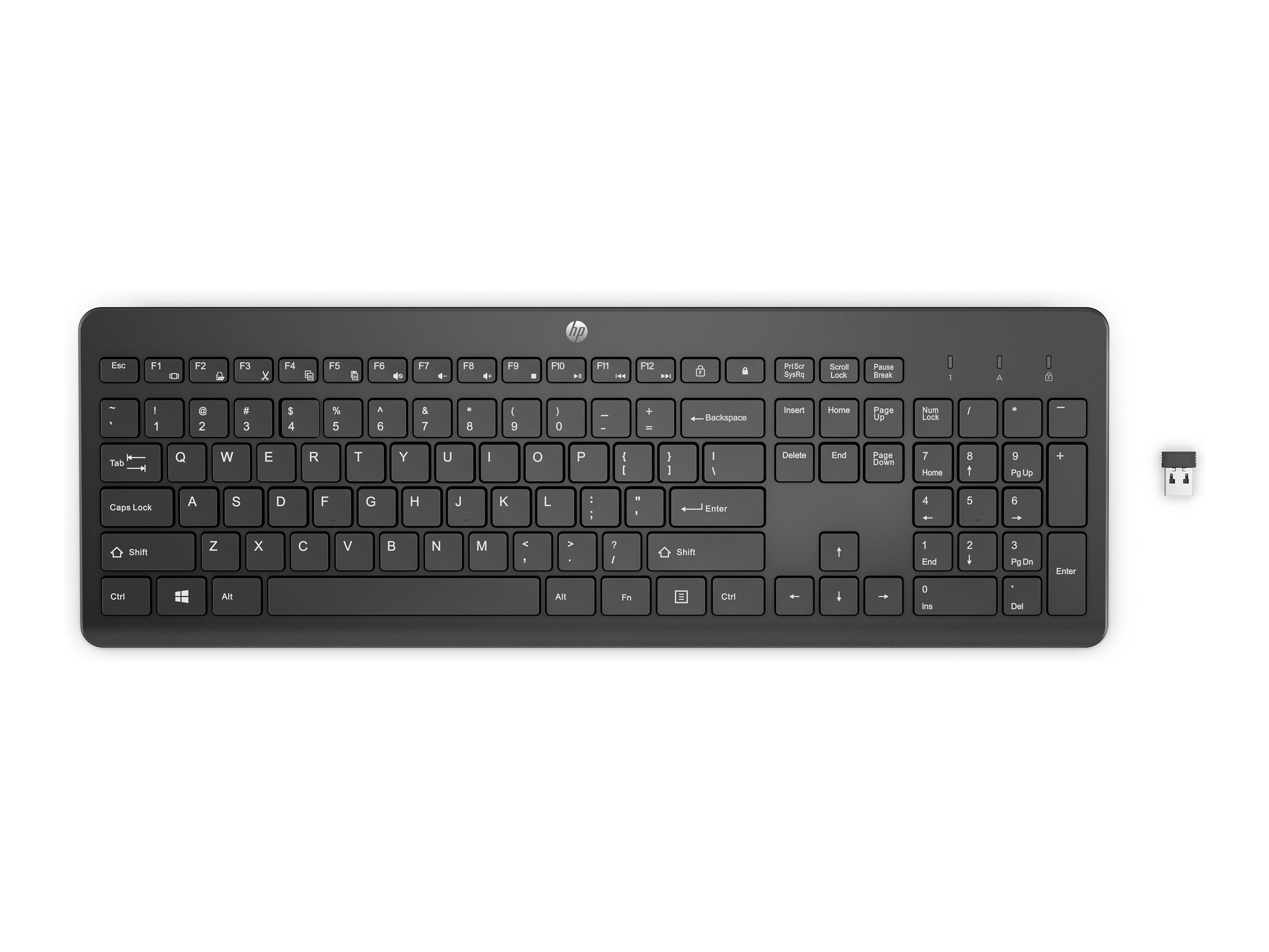 HP 230 - Tastatur - kabellos - 2.4 GHz - DeutschSchwarz - für OMEN by HP Laptop 16; Victus by HP Laptop 16; Laptop 14 - 15 - 17; Pavilion Plus Laptop 14