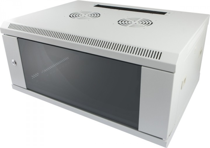 ALLNET ALL-SMC6404GRAU, Wandmontiertes Regal, 4U, 50 kg, Sperrschloss, 14 kg, Grau