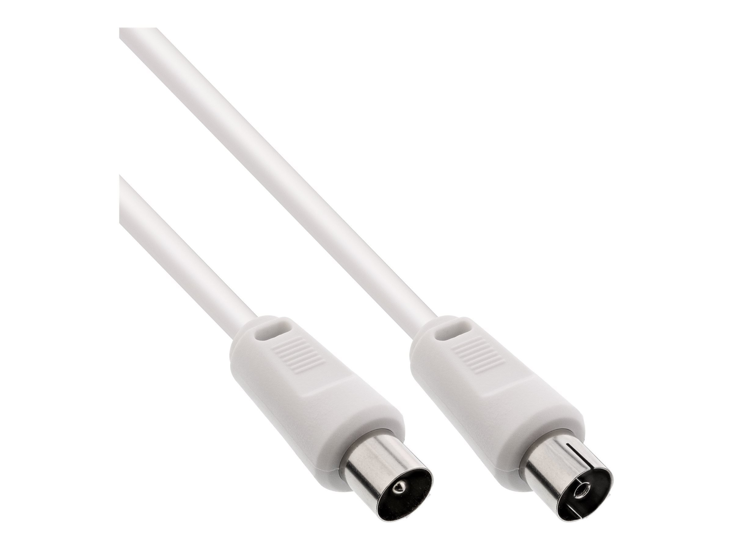InLine Antennenkabel - 2x geschirmt - >75dB - weiß - 3mmännlich zu IEC-Anschluss weiblich - 3 m - doppelt abgeschirmtes Koaxialkabel - 75 dB - weiß