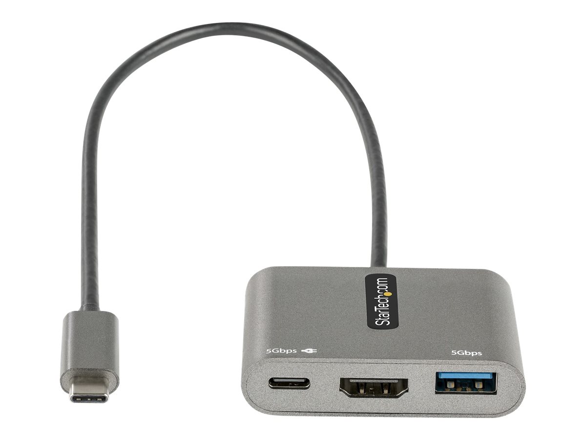 StarTech.com USB-C Multiport Adapter, USB-C auf HDMI 4K Anschluss, 100W PD, USB 3.0 Hub 5Gbit/s (1xTyp-C/ 1xA)USB-C zu HDMI Dock/Reiseadapter mit Stromversorgung - Laptop Dockingstation (CDP2HDUACP2)