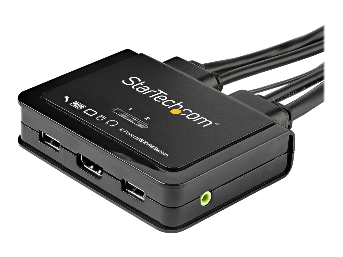 StarTech.com 2 Port HDMI KVM Switch mit KabelnUSB 4K 60Hz - Audio - KVM-/Audio-Switch - 2 x KVM/Audio - 1 lokaler Benutzer - Desktop