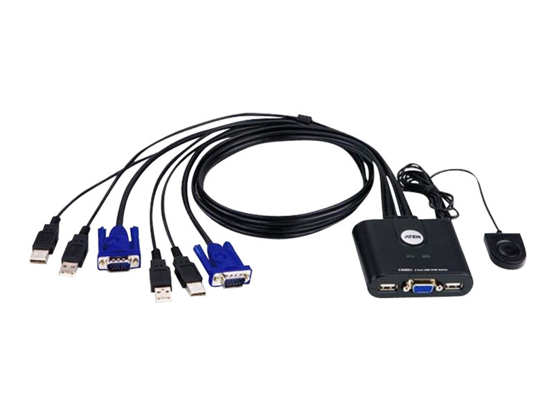 ATEN CS22U, 2048 x 1536 Pixel, QXGA, 0,14 W, Schwarz2-Port-USB-VGA-Kabel-KVM-Switch mit Remote-Port-Wähler